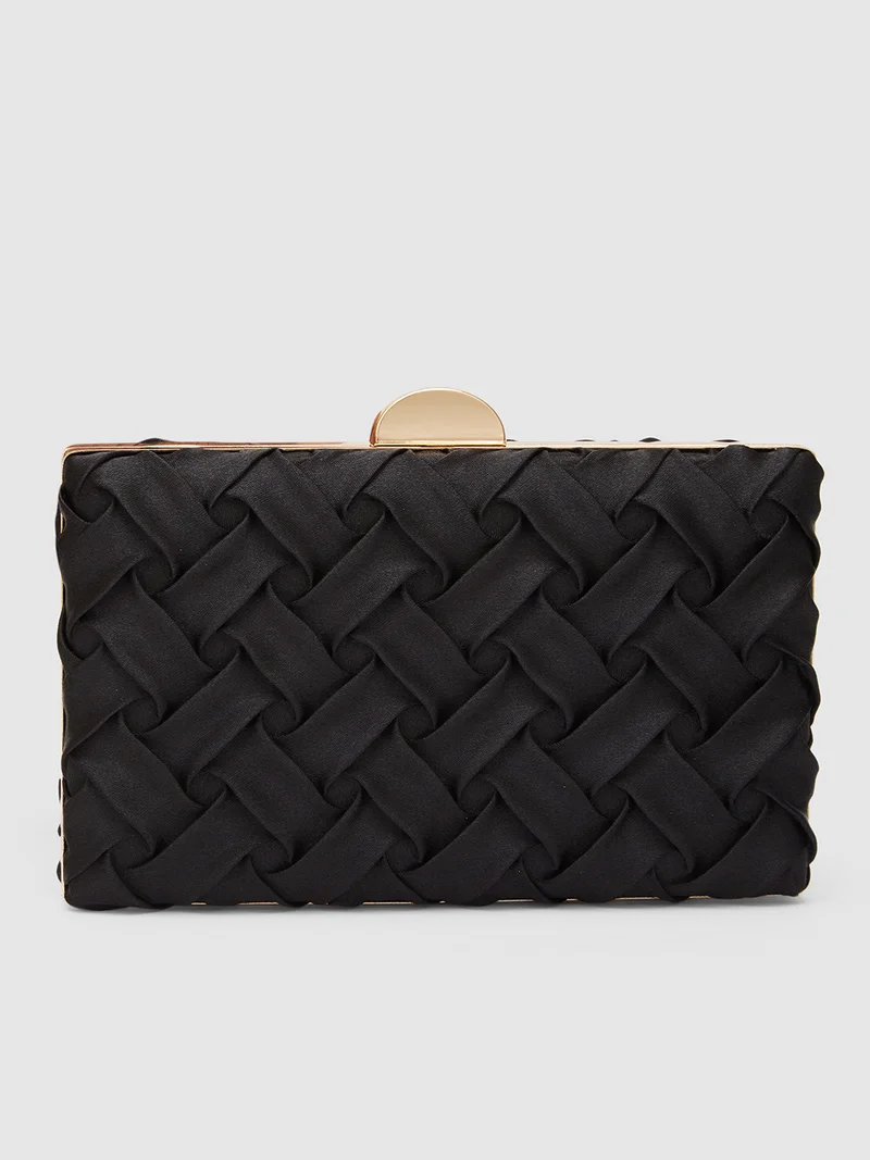 جلو باص Globus Women Black Textured Party Box Clutch